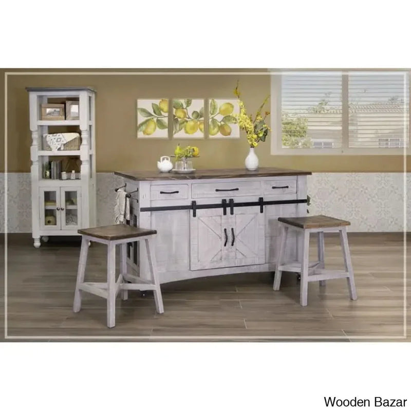 Corson Solid Wood Kitchen Island Kitchen trolley cart cabinet kitchen island with storage