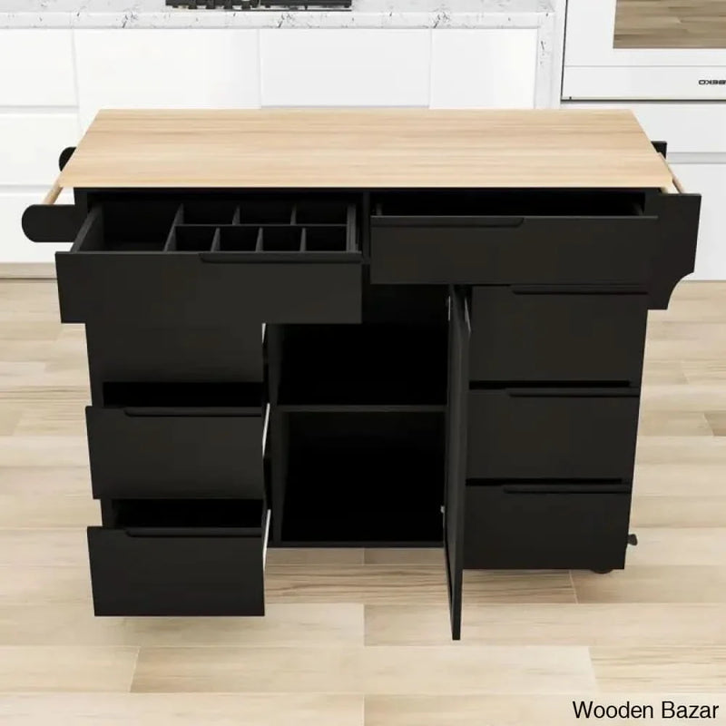 Crader Wood Kitchen Cart Kitchen trolley cart cabinet kitchen island with storage