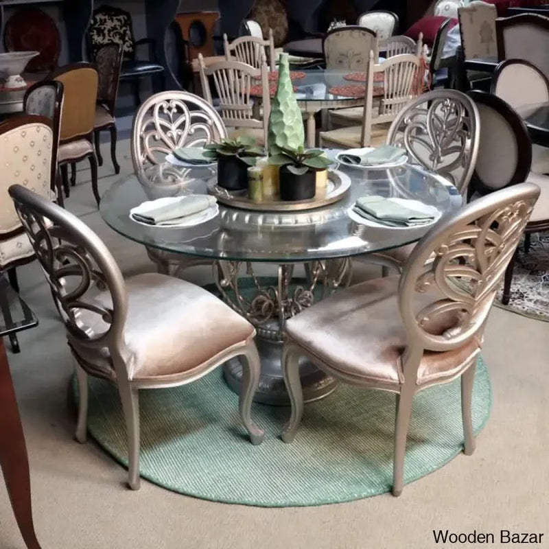 Craighead 5 - Piece Glass Top Pedestal Dining Set