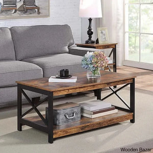 Darieky 4 Legs Coffee And Center Table With Storage Barnwood/Black
