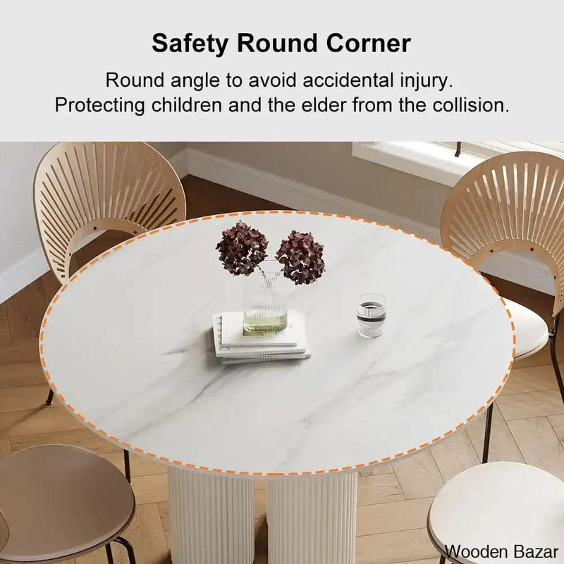 Darleen Modern Oval Dining Table with White Sintered Stone Top and Three Sleek Legs
