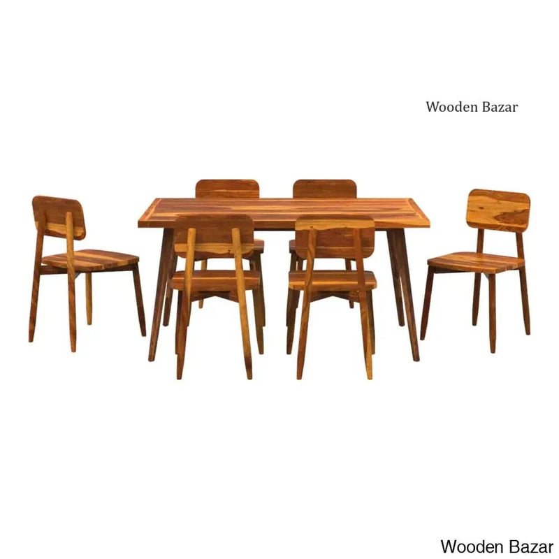 DELUX DINING TABLE SET WITH 6 SEATS AND CHAIRS MADE OF TEAK WOOD