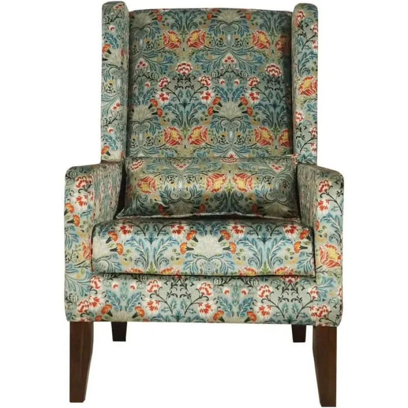 Diane Velvet Wing Chair in Blue Color - Craft Decor