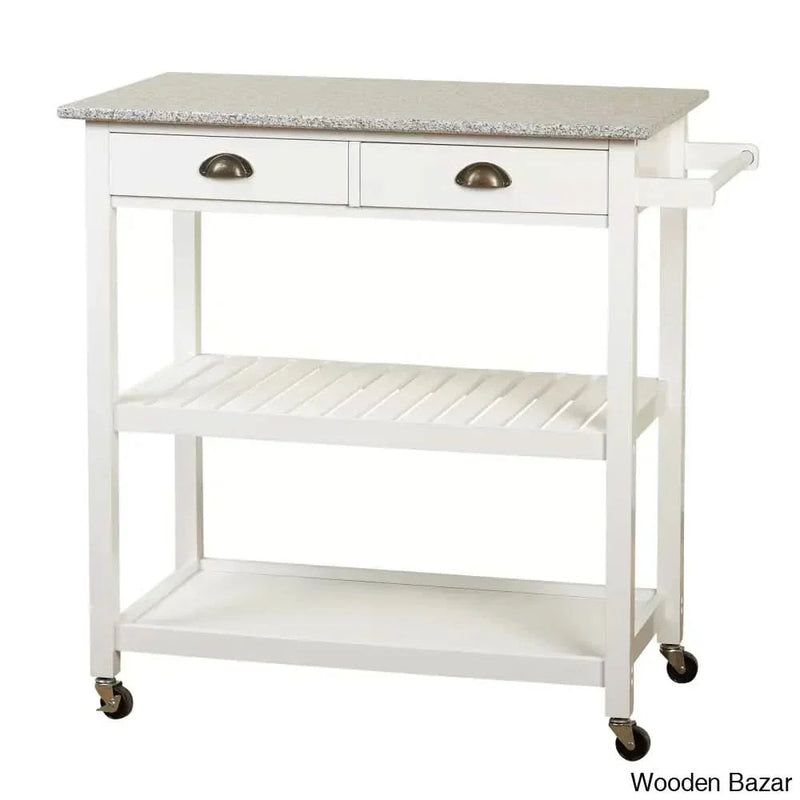 Dirazan Granite Top Kitchen Cart Kitchen trolley cart cabinet kitchen island with storage
