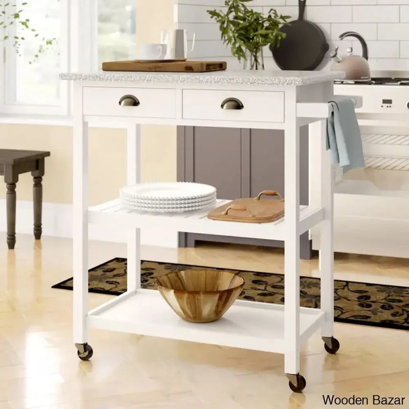 Dirazan Granite Top Kitchen Cart Kitchen trolley cart cabinet kitchen island with storage