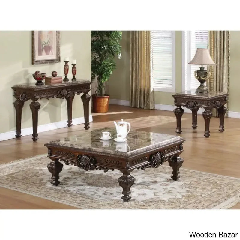 Dollinws Stone Top Coffee and center Table