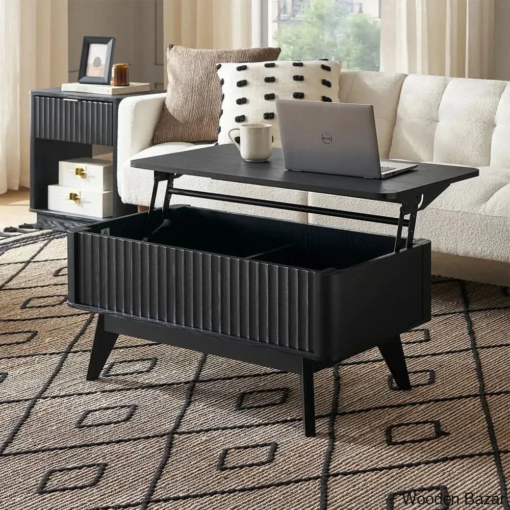 Dorcus Modern Coffee Table And Center Table - Craft Decor Black Oak