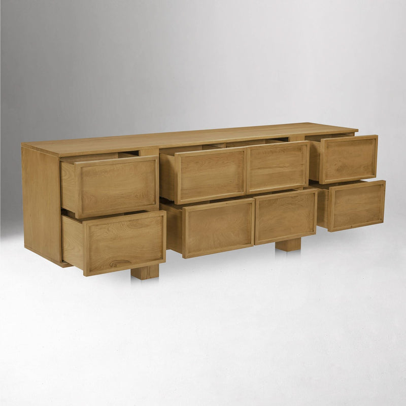 Yukane Oak 8 Drawer Dresser - Craft Decor