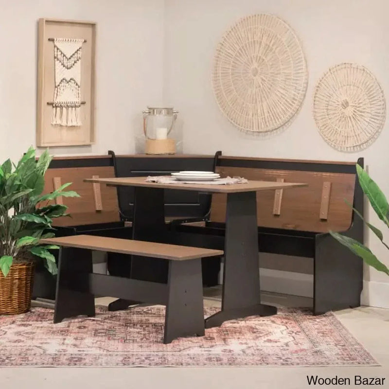 Dragon 5 seater Corner Pine Breakfast Nook with Hidden Storage