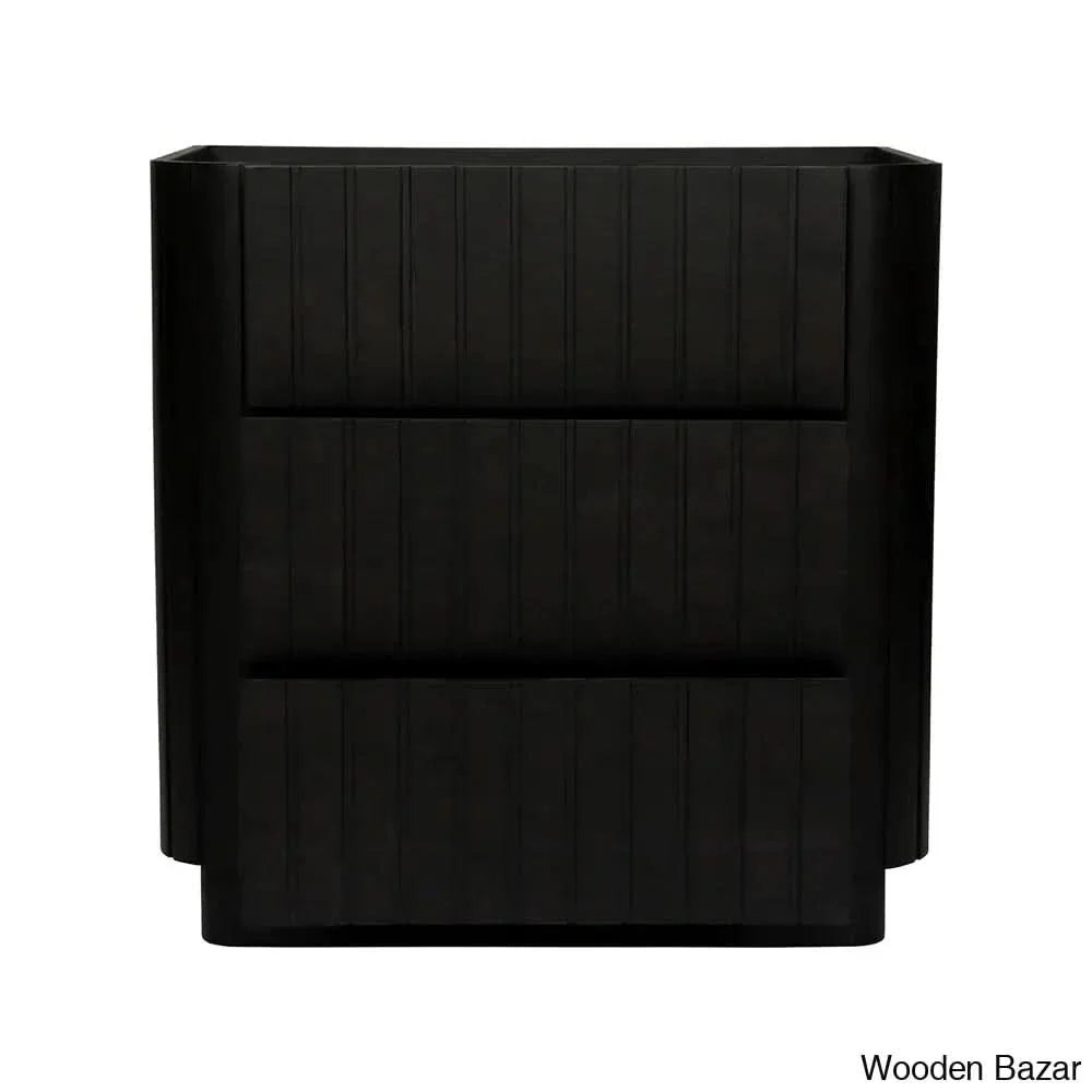 Dunley Beautifully Crafted 3-Drawer Chest Modern Storage Solution With Timeless Design Black