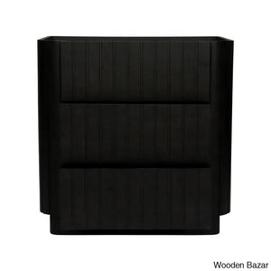 Dunley Beautifully Crafted 3-Drawer Chest Modern Storage Solution With Timeless Design Black