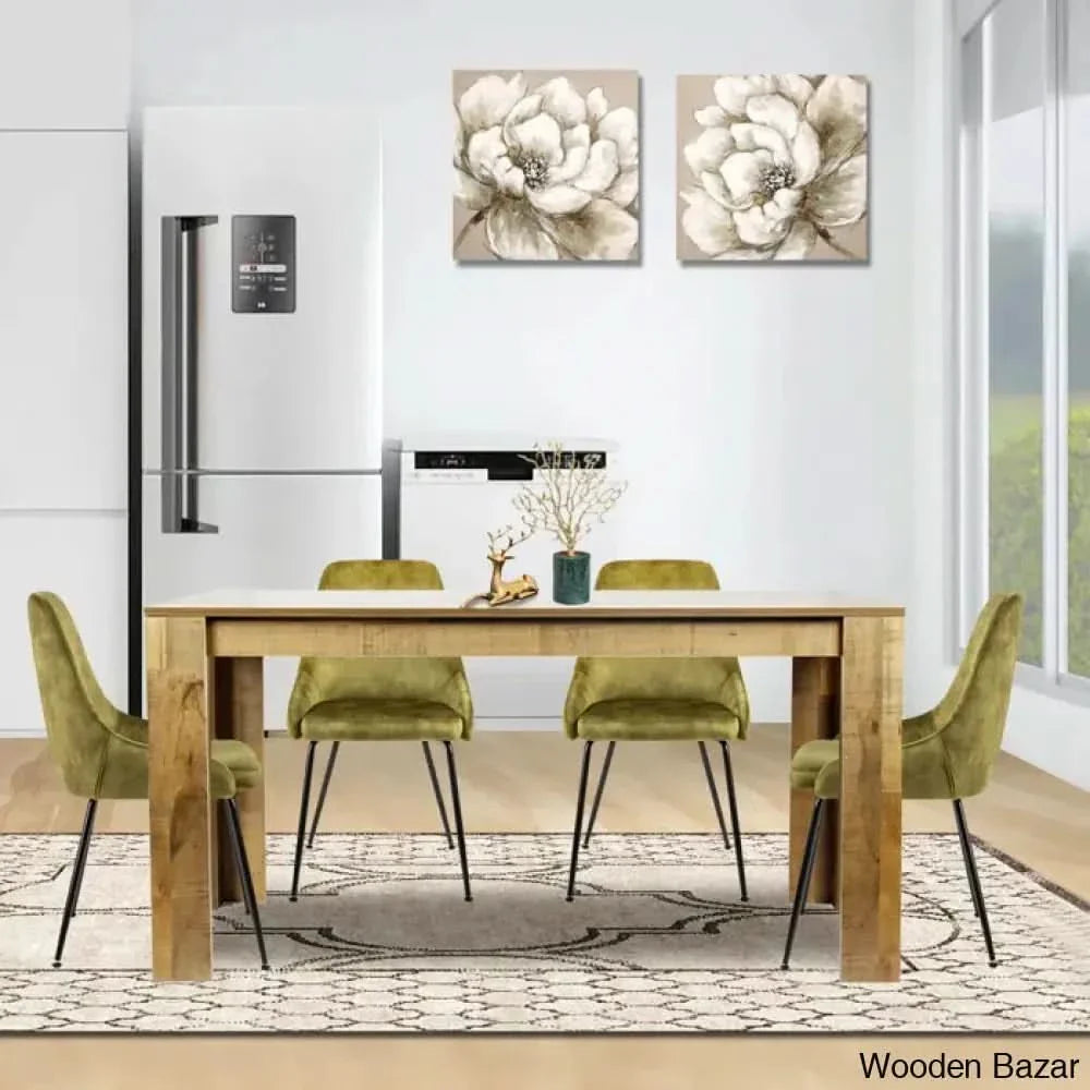 Dunstan Stylish 4 Seater Dining Table Set - Craft Decor Mix Oak