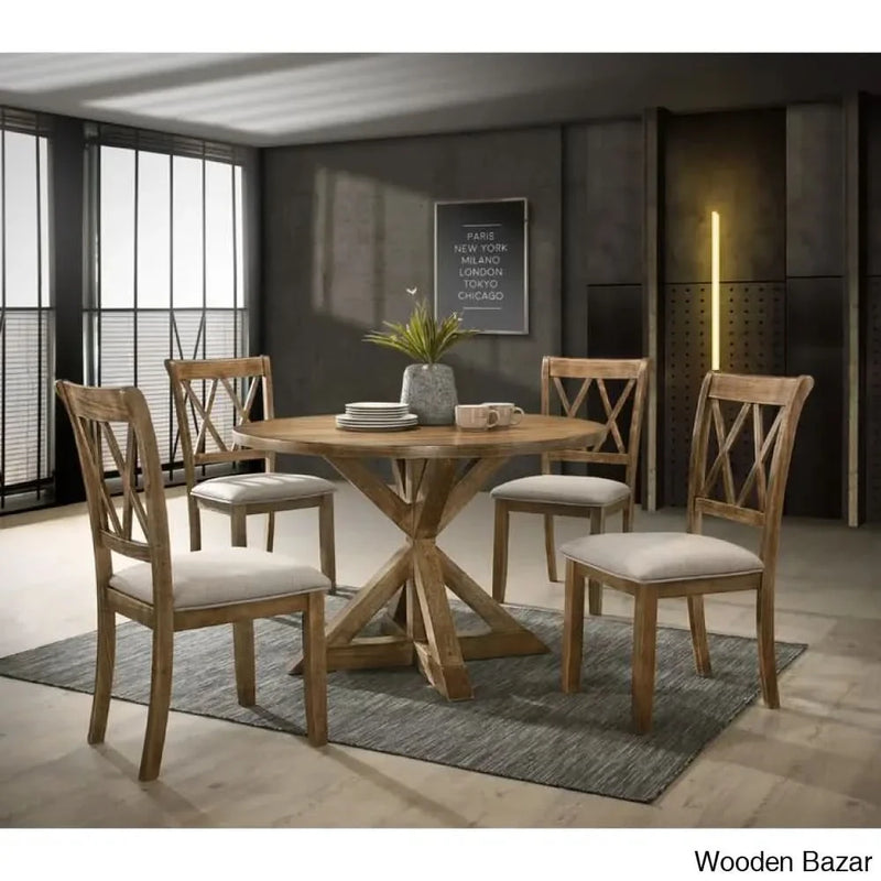 Ebbert 4 Seater Wooden Dining Table Set