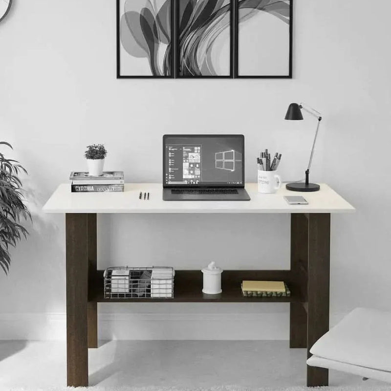 Efflino Study Table Desk in Wenge & White Finish