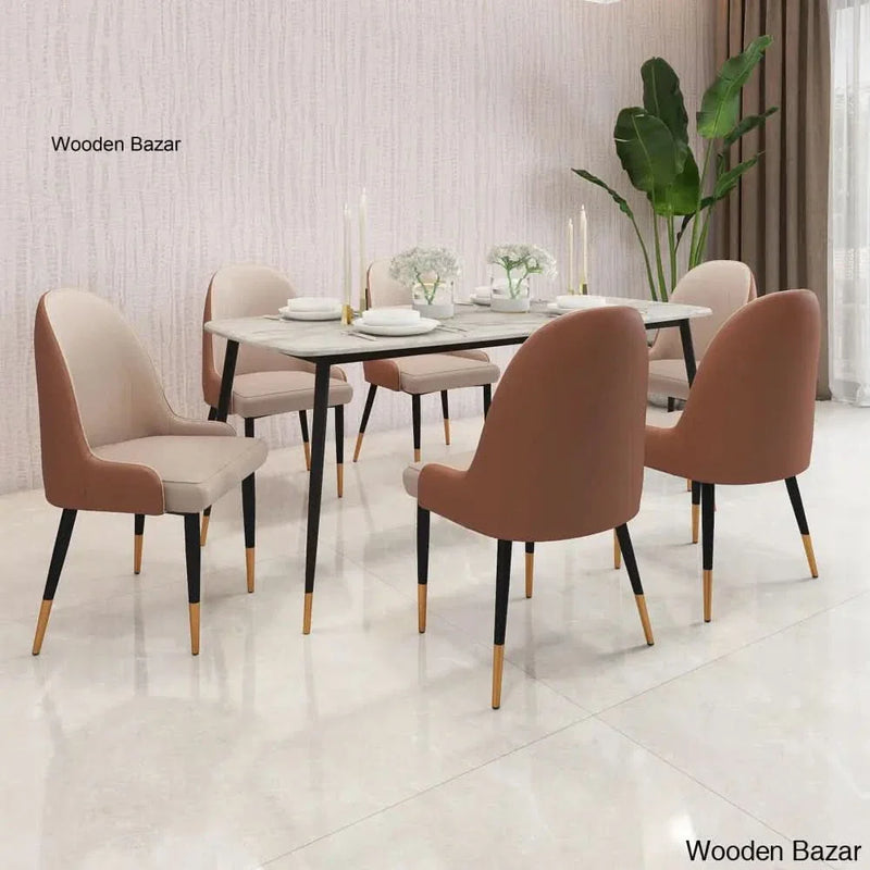 Elegant 6 Seater Dining Set With Premium Marble Finish Top