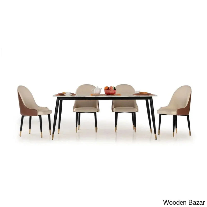 Elegant 6 Seater Dining Set With Premium Marble Finish Top