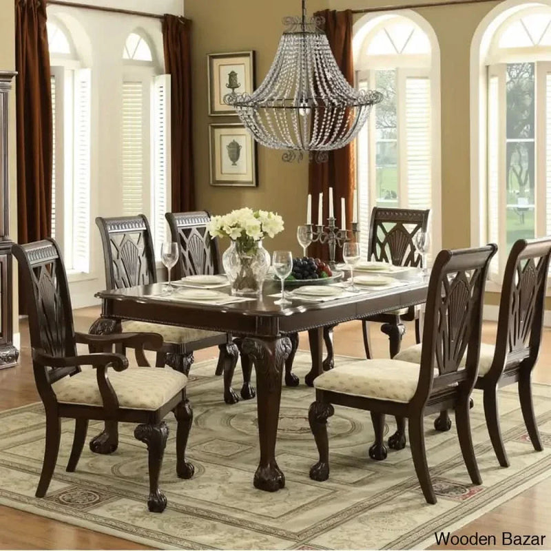 Elegant 8 Seater Luxury Dining Set With Extendable Solid Wood Top