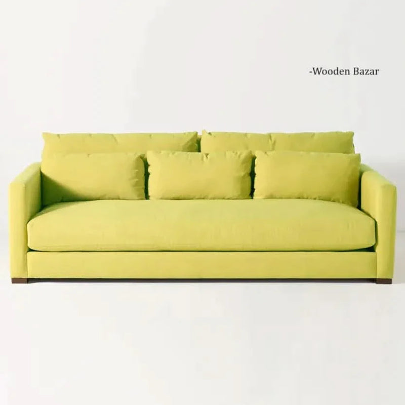 Elegant Three Seater Comfortable Sofa in Lime Color - Wooden Bazar