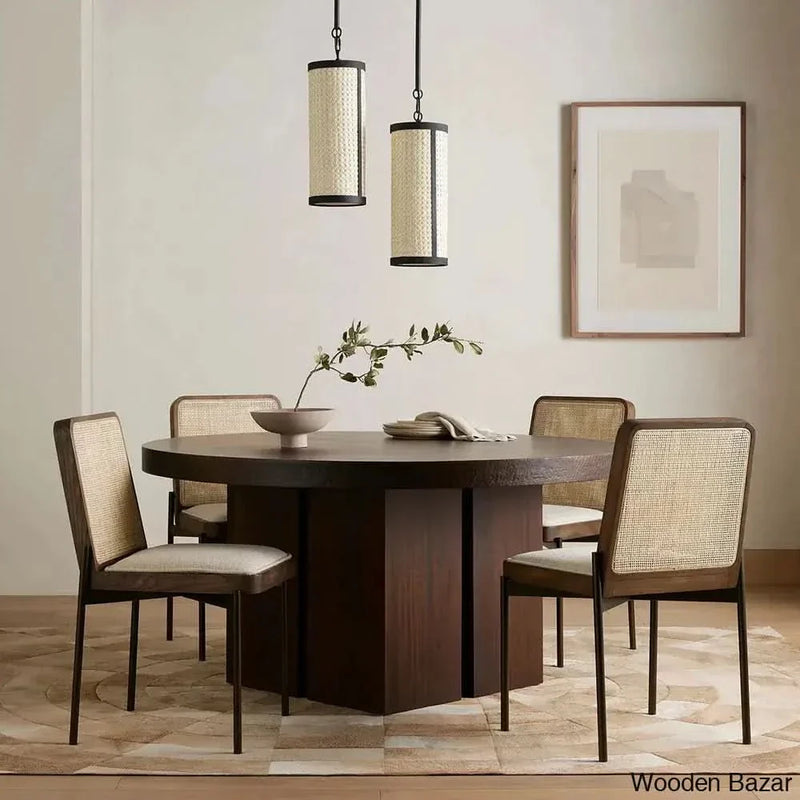 Elegantly Crafted Vail Rattan Dining Set with Cane Accents – A Stunning Design