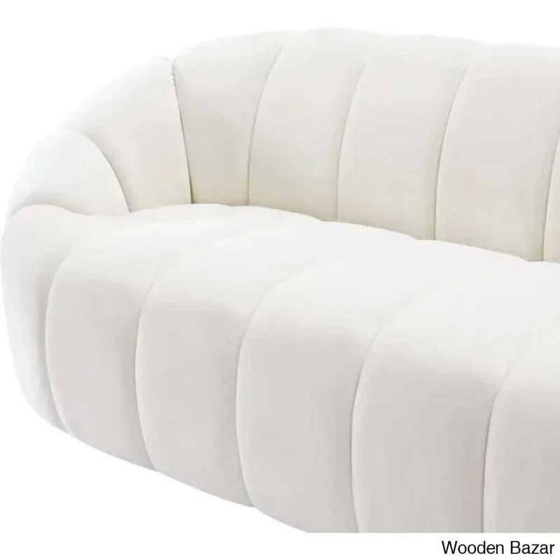 Elijah 93.5'' Velvet Recessed Arm Sofa