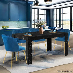 Eloska Modern 4 Seater Dining Table Set - Craft Decor Black With Blue Chair
