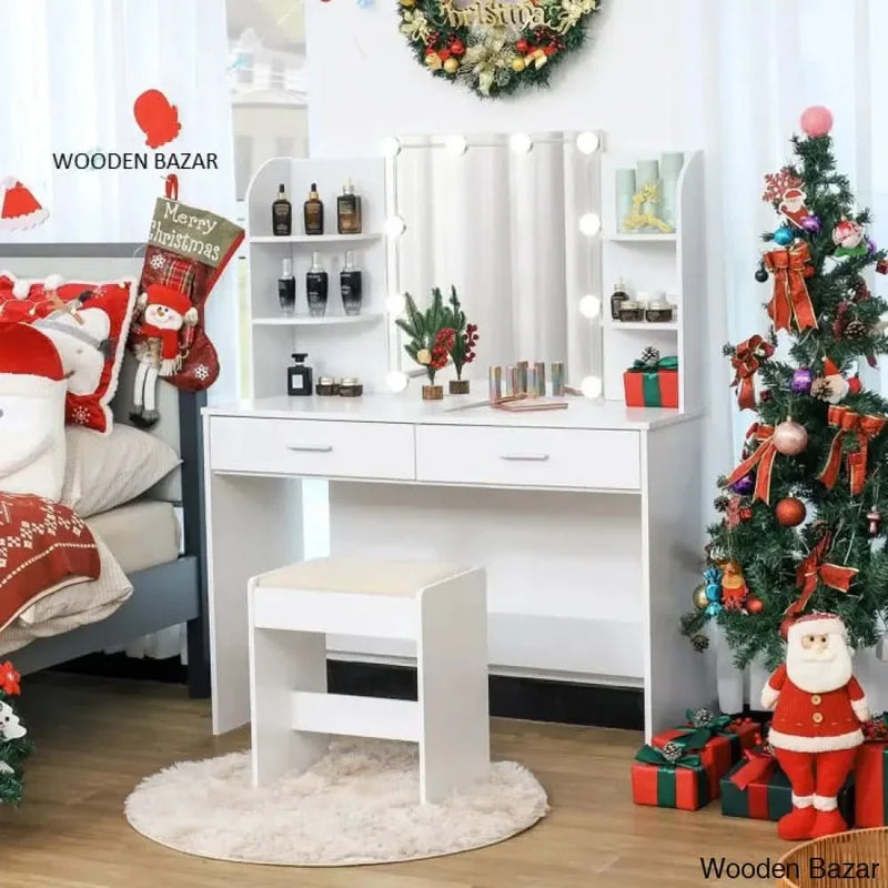 Engelsman Vanity Dressing Table Set with Stool and Mirror - Craft Decor