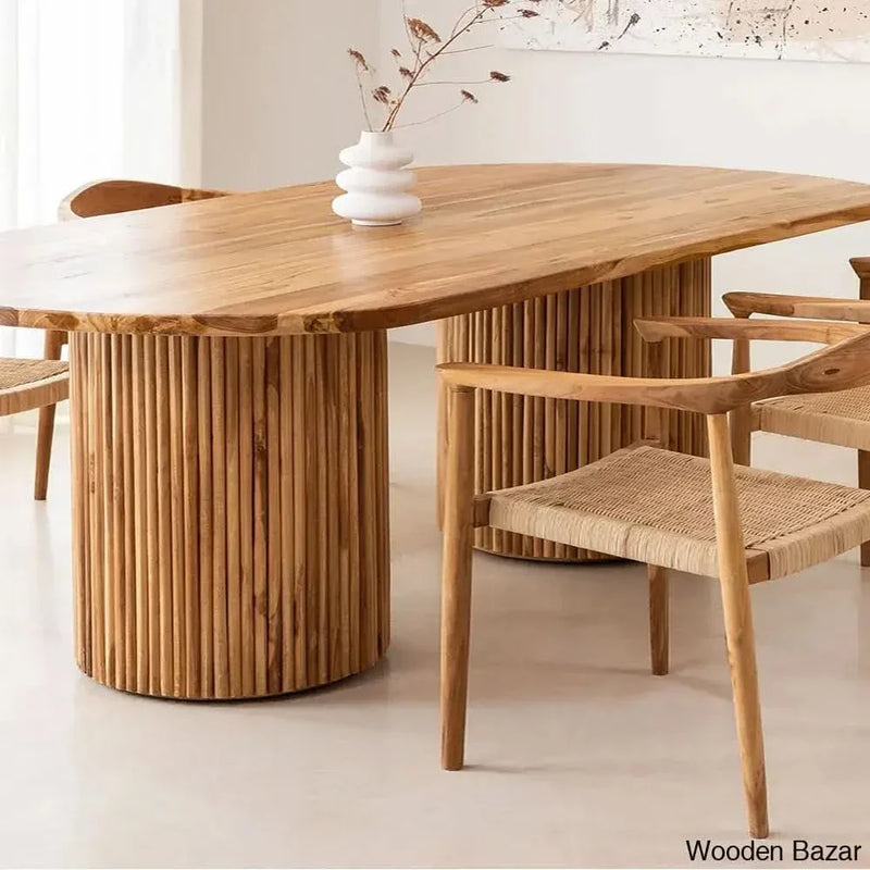 Everard New Oval Double Pedestal Dining Table Set for Modern living