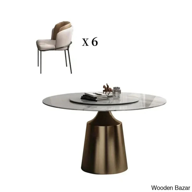 Faiss Latest 6 Seater Pedestal Dining Table Set For Luxe Living