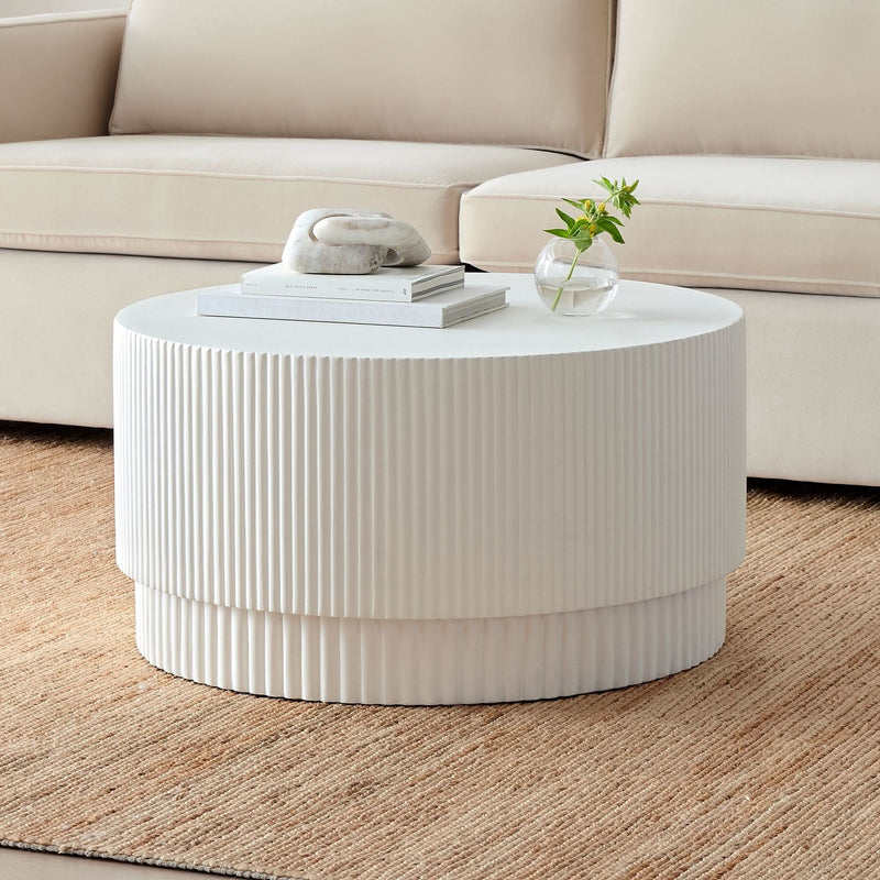 Kenoil Fluted Ceramic Indoor/Outdoor Coffee Table - Craft Decor