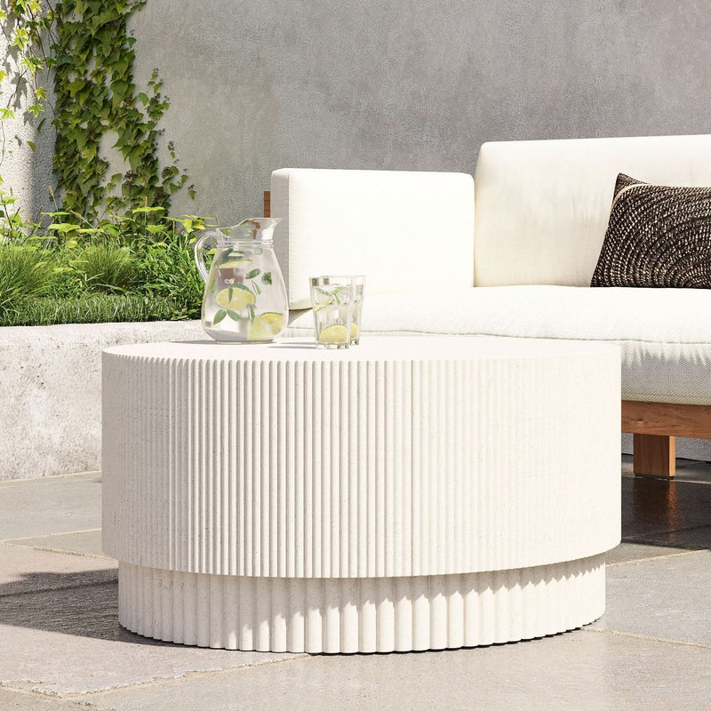Kenoil Fluted Ceramic Indoor/Outdoor Coffee Table - Craft Decor