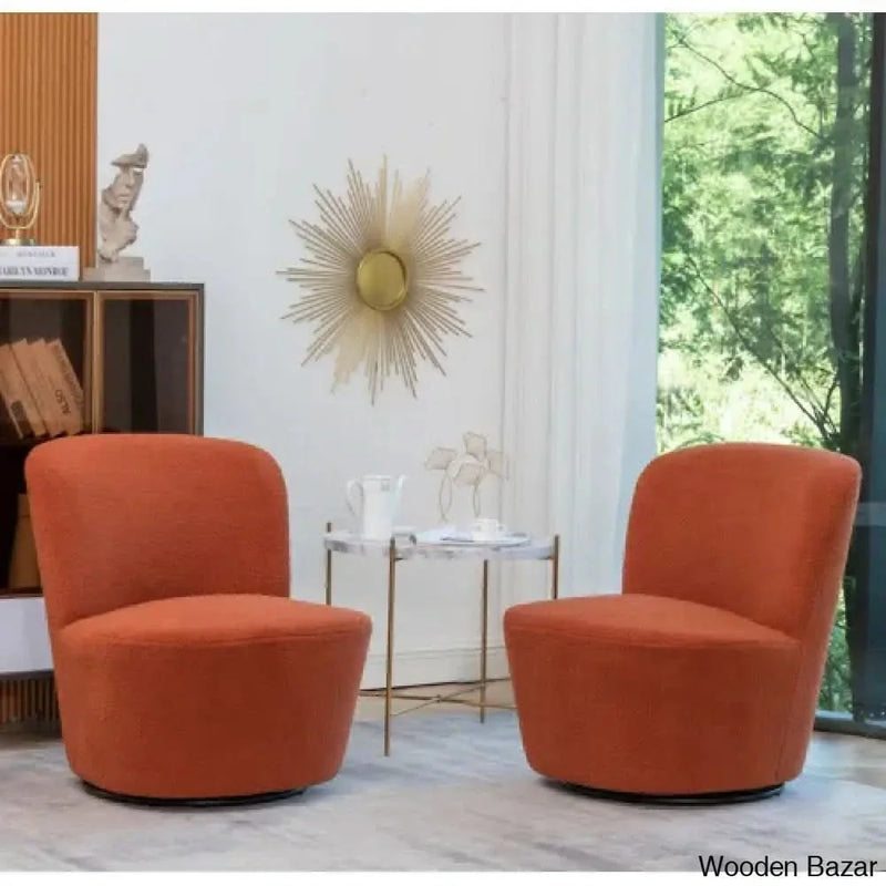 Fontinella Upholstered Swivel Barrel Chair (Set of 2) - Craft Decor