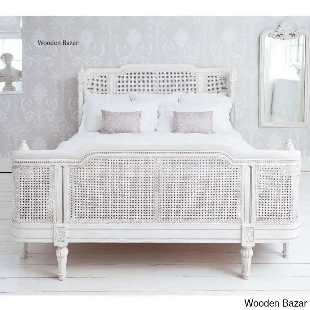 French Carved Rattan Bed - Exquisite Artisan Elegance