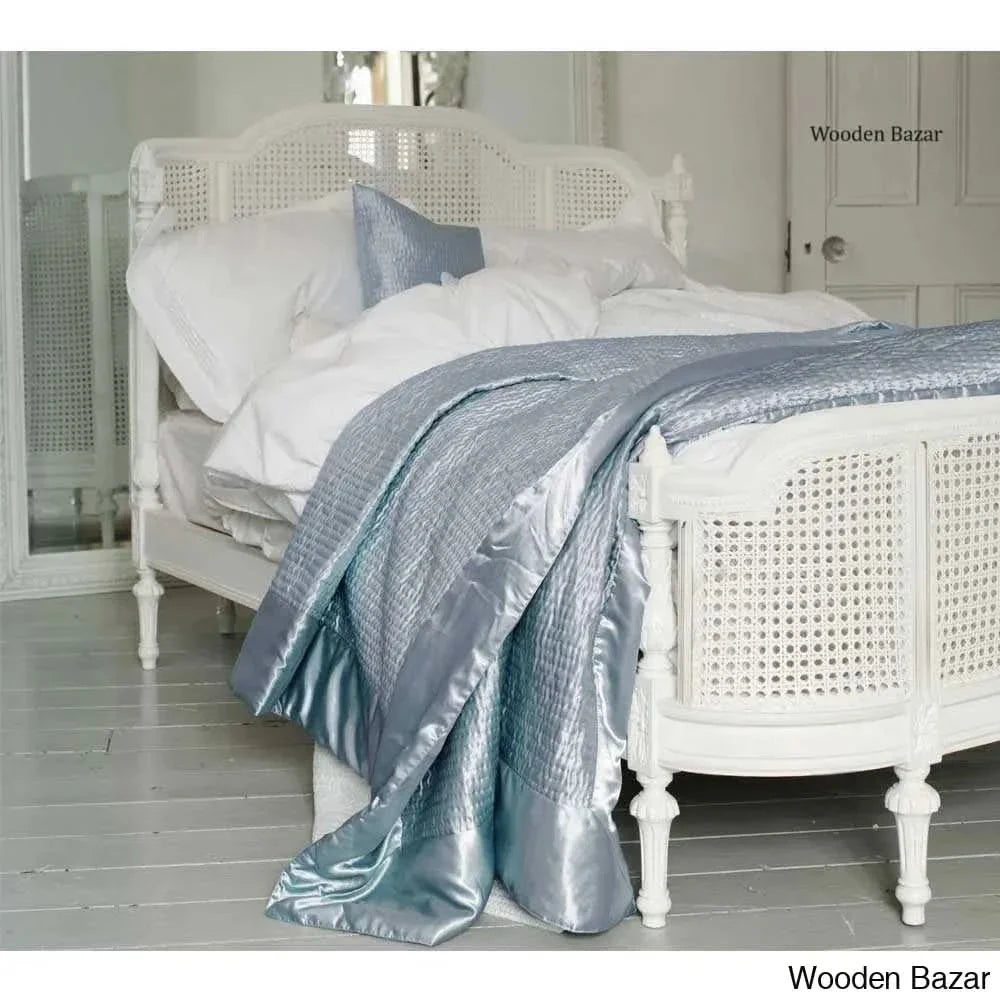 French Carved Rattan Bed - Exquisite Artisan Elegance