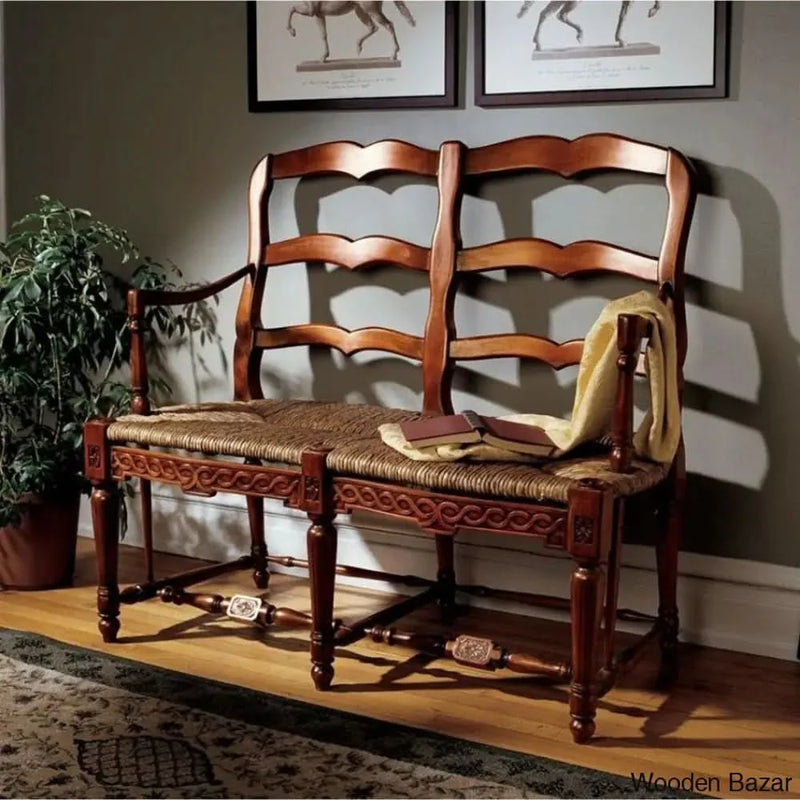 French Provincial Ladderback Settee -Craft Decor