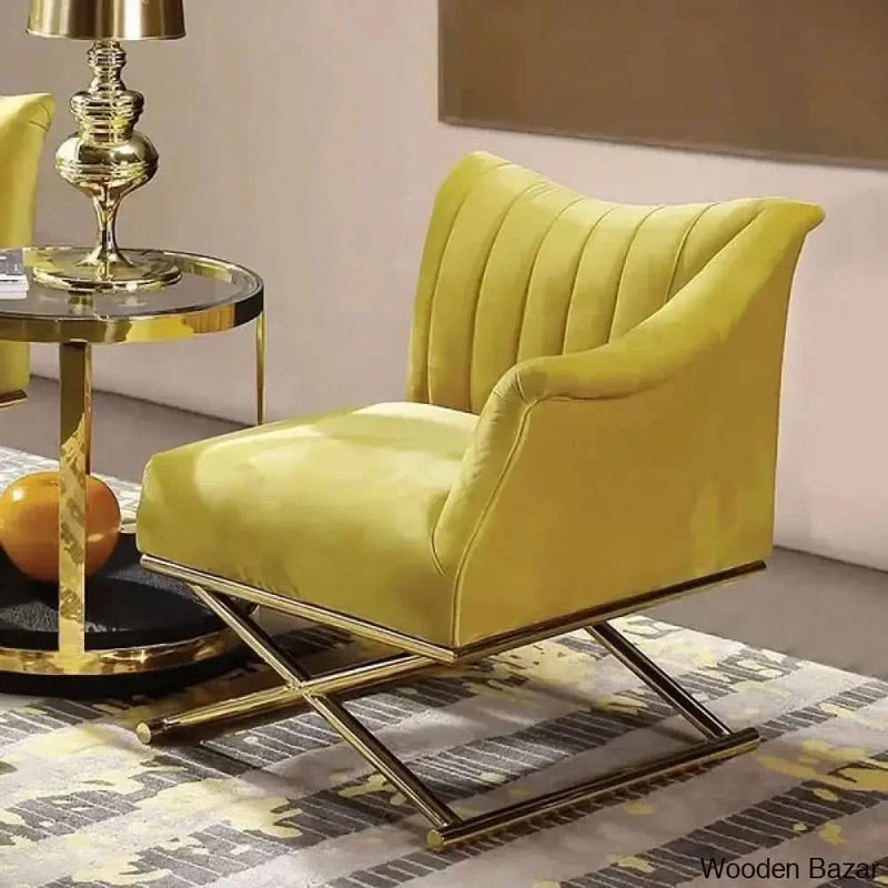 Glam Accent Chair Velvet Upholstered in Gold Legs Style in B Left Side Chair - Craft Decor
