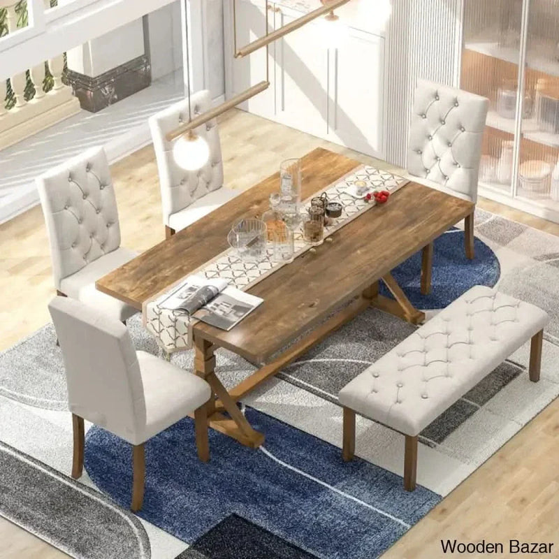Granger Luxury 6 Seater Dining Table set in Double Pedestal
