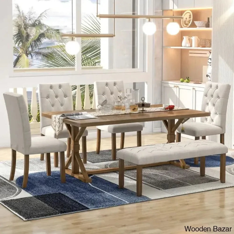 Granger Luxury 6 Seater Dining Table set in Double Pedestal