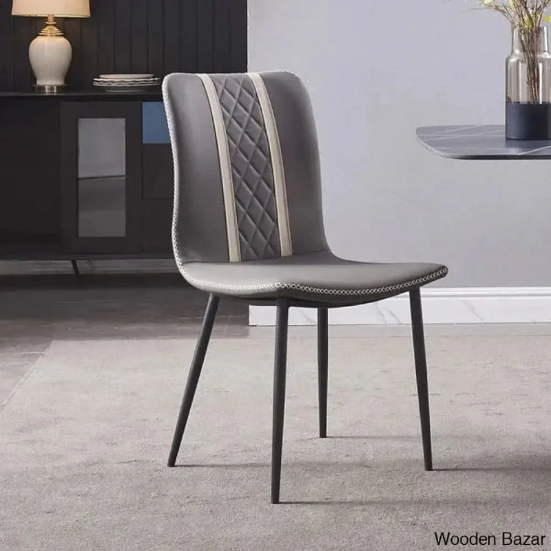 Gray Armless Dining Chair Faux Leather High Back Upholstered Dining Chair - Craft Decor