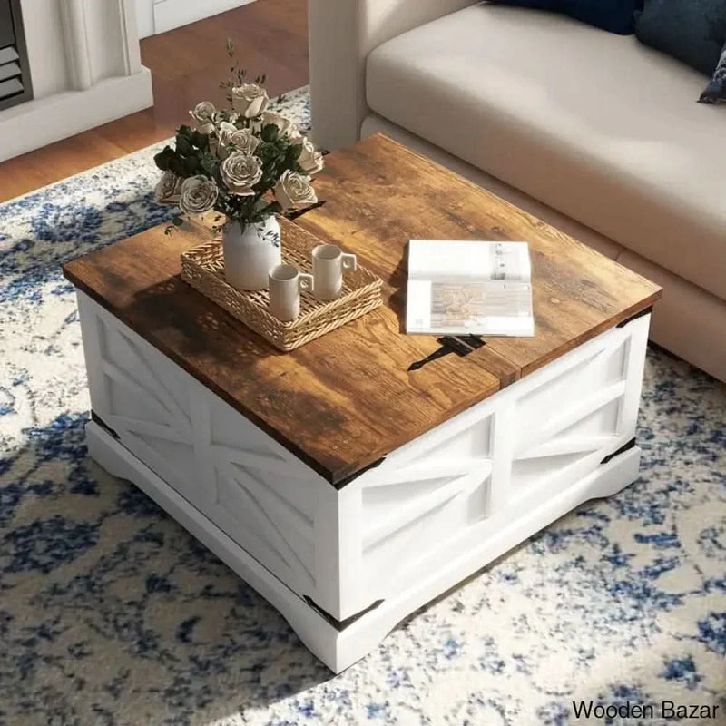 Gulkish Farmhouse Square Storage Coffee and center Table with Hinged Lift Top for Living Room
