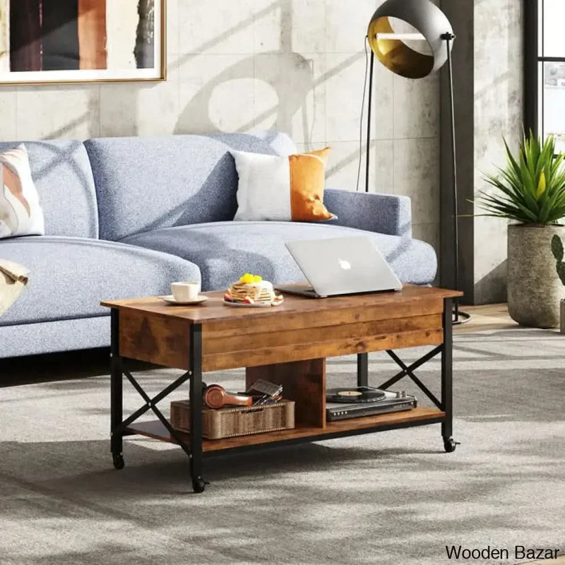 Gutie Lift Top Coffee and center Table with Storage & 4 Casters