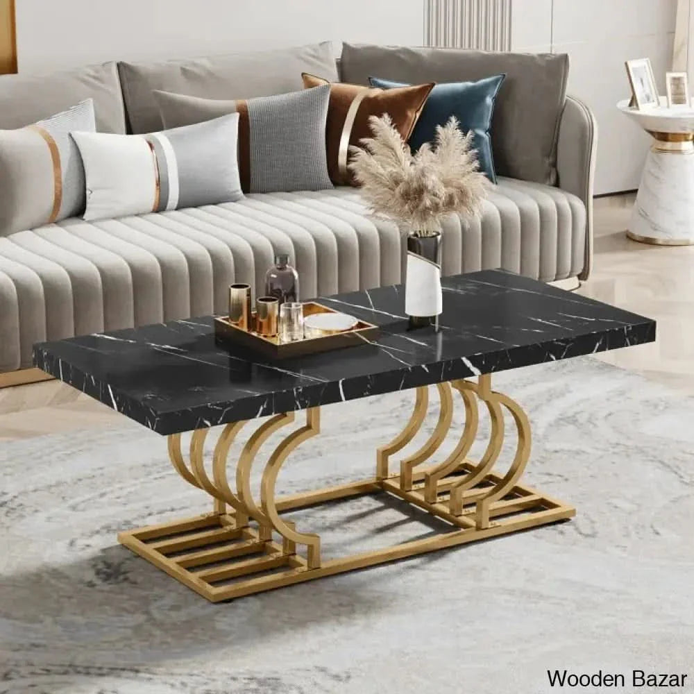Hampto Coffee And Center Table Black/Gold