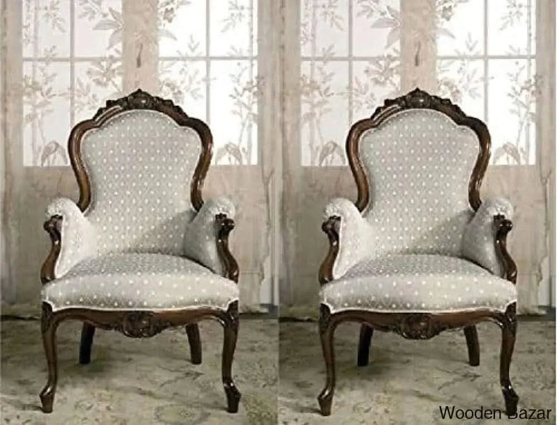 Handmade Modern Look Comfort Arm Chair Set of 2 Made in Pure Teak Wood (Style 2)
