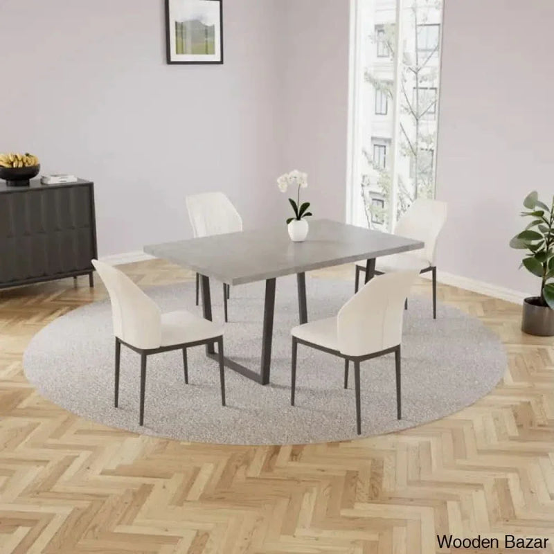 Hardian 4 Seater Rectangular Dining Table Set with 4 Chairs for Dining Kitchen Room