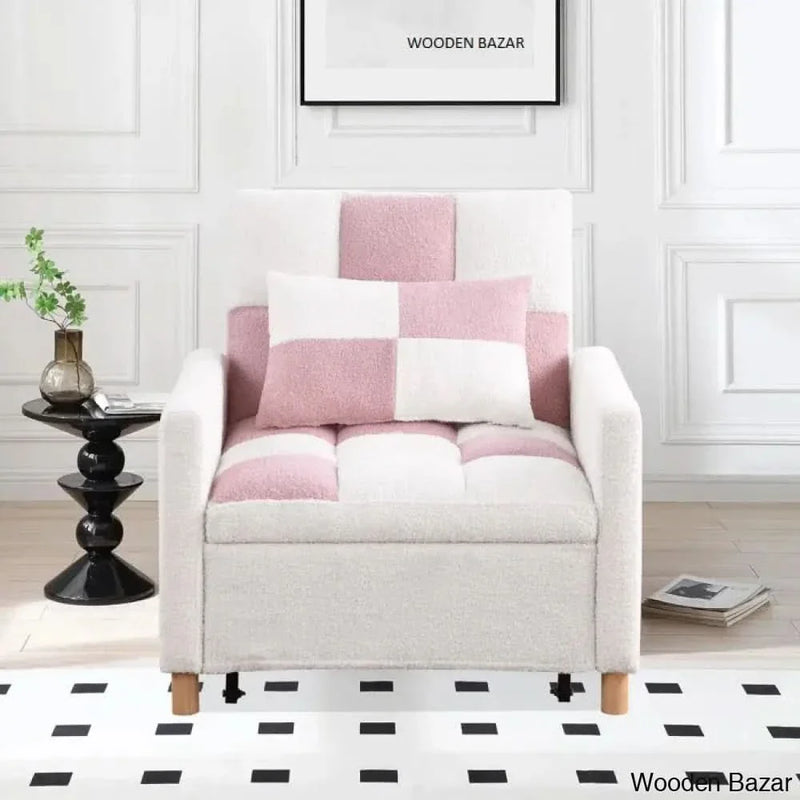 Hermgenes 3 in 1 Convertible Sleeper Sofa Chair Bed, Adjustable Teddy Velvet Sofa Bed With Pillow - Craft Decor