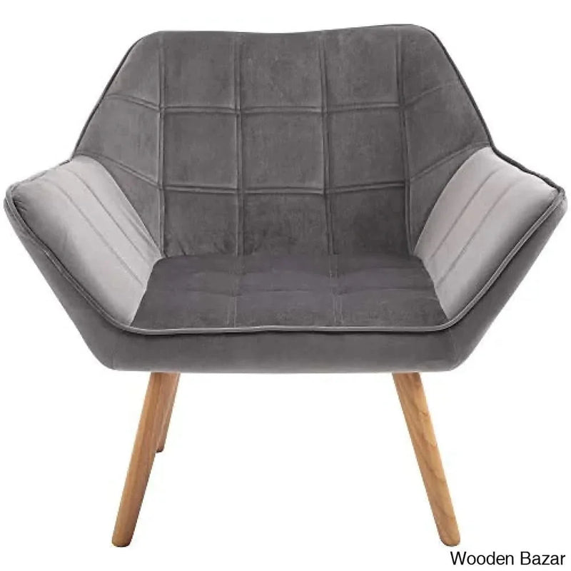HOMCOM Armchair Accent Chair Wide Arms Slanted Back Padding Iron Frame Wooden Legs Home Bedroom Furniture Seating Grey