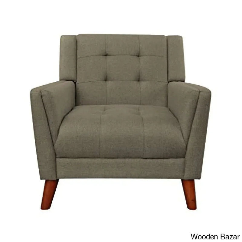 Home Evelyn Mid Century Modern Fabric Arm Chair, Mocha, Walnut