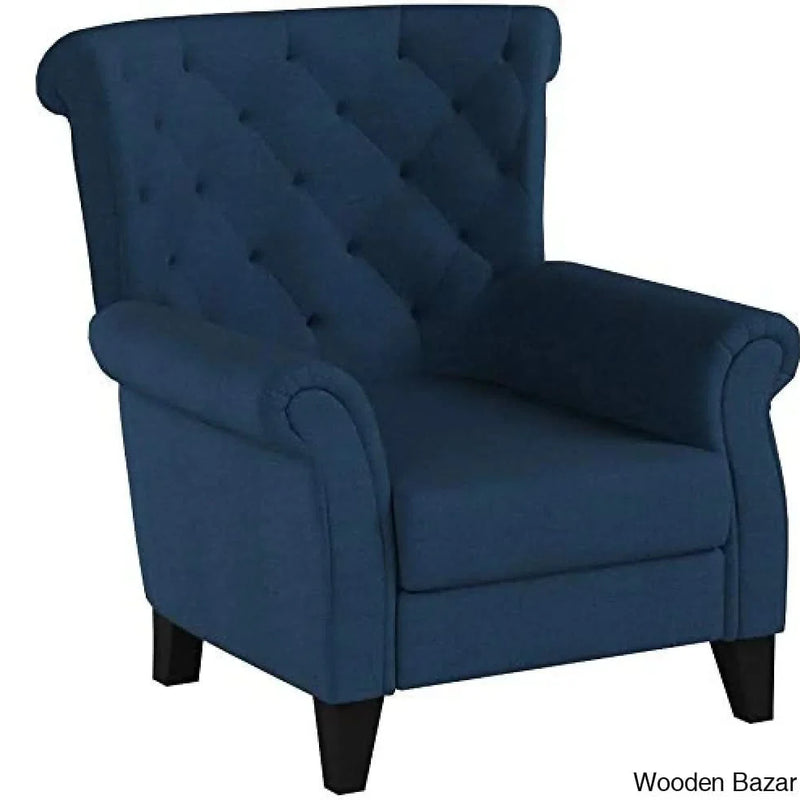 Home Merritt Fabric Tufted Chair, Dark Blue