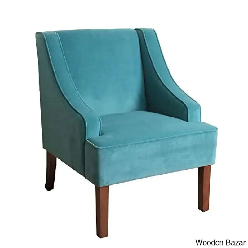 HomePop Velvet Swoop Arm Accent Chair, Teal