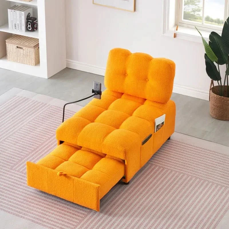 Heliana Convertible sofa-bed in Orange color with cozy seating for living rooms