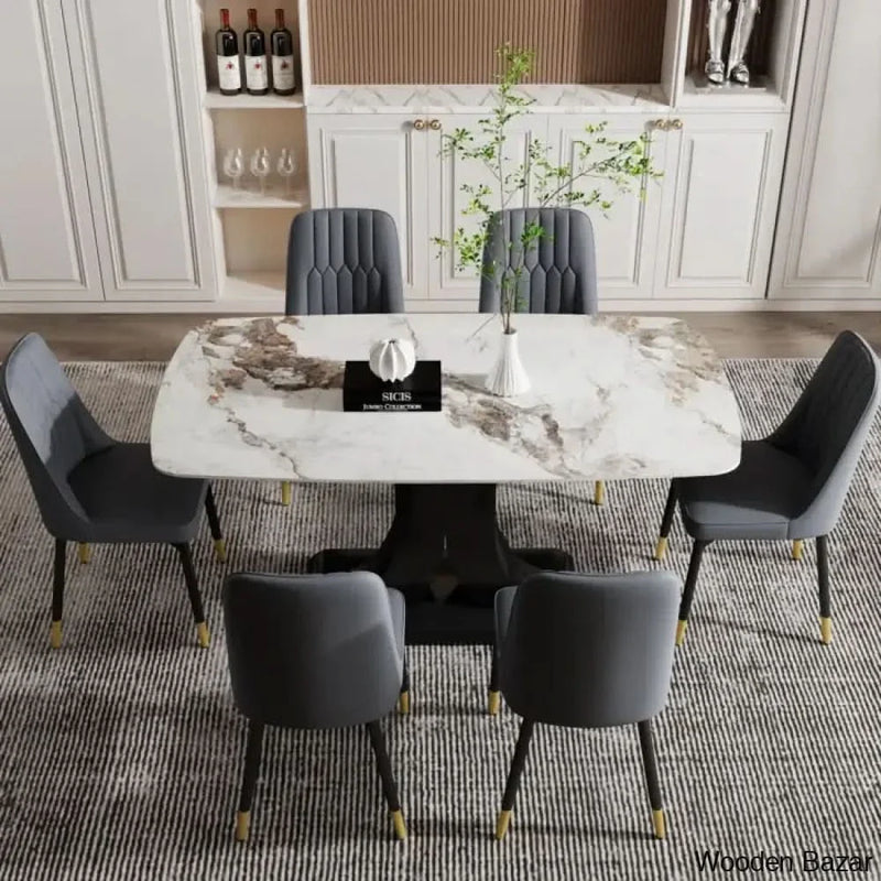 Indian New 6 Seater Pedestal Dining Table set